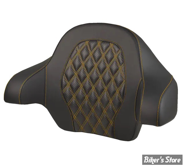 DOSSIER DE TOUR PACK - KING - TOURING 14UP - SADDLEMEN - Roadsofa™ LATTICE STITCH Tour Pack Backrest Pad - FIBRE DE CARBONE - NOIR  / COUTURES : OR - 814-07-20707