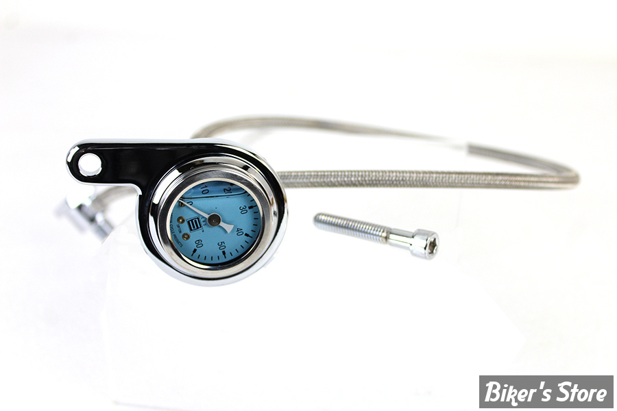 - KIT MANO DE PRESSION D HUILE -  60 PSI - TWINCAM - V-TWIN - Oil Pressure Gauge Kit - CHROME