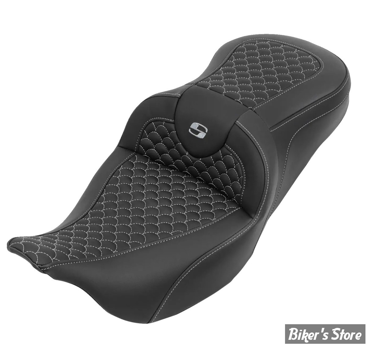 - SELLE SADDLEMEN - ROADSOFA™ DS SEAT - TOURING 08UP - NOIR / COUTURES : ARGENT - 808-07B-20805