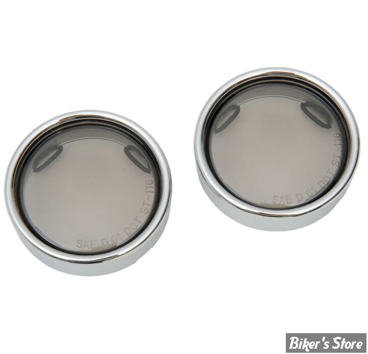CASQUETTES DE CLIGNOTANTS AVEC CABOCHON DEEP DISH - DRAG SPECIALTIES - CERCLAGE : CHROME / CABOCHON : FUME  - 12-0226-LM