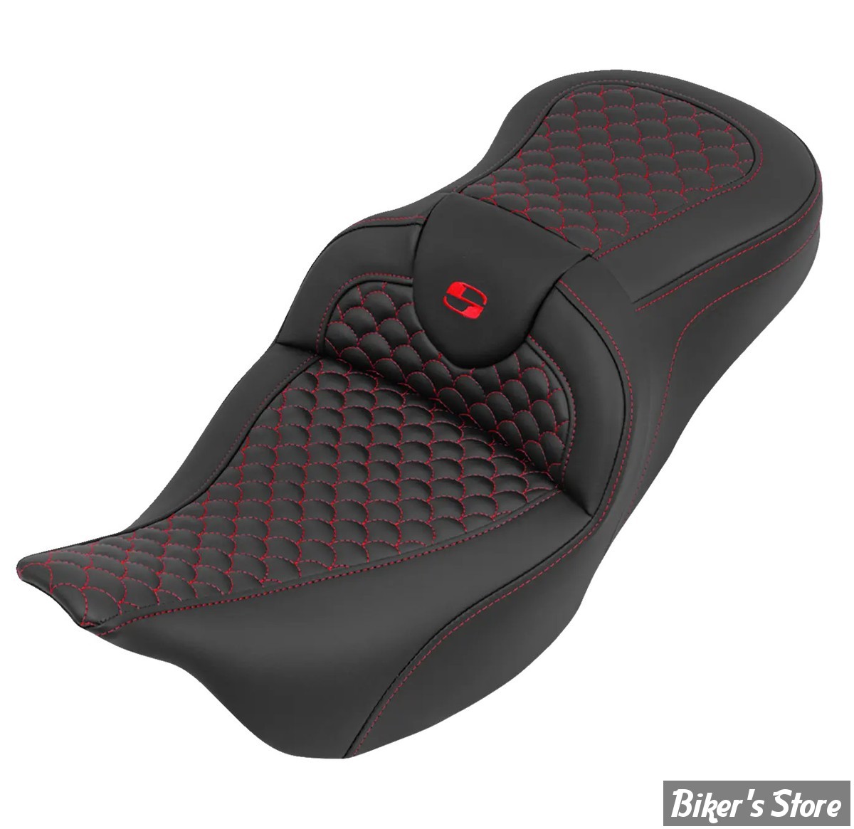 - SELLE SADDLEMEN - ROADSOFA™ DS SEAT - TOURING 08UP - NOIR / COUTURES : ROUGE - 808-07B-20804