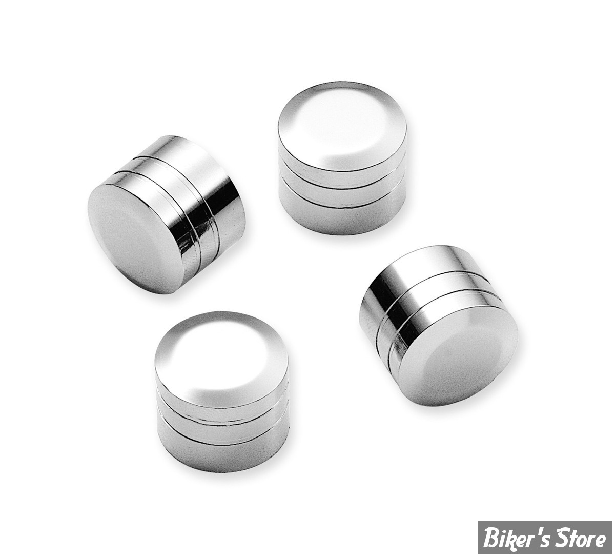 ECLATE D - PIECE N° 21 - OEM 43868-99 - CACHE vis de culbuteurs - CHROME / GROOVED - Les 4 PIÈCES - V-TWIN -  CHROME
