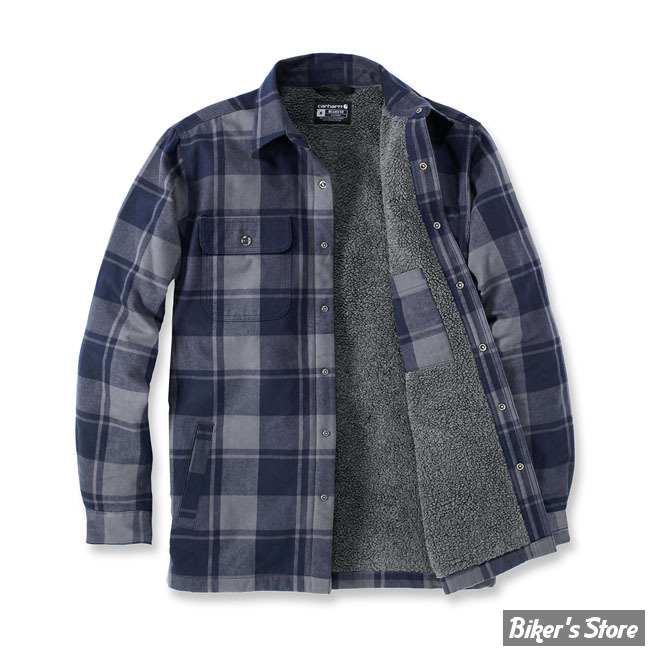- SURCHEMISE MANCHES LONGUES - CARHARTT - Flannel Sherpa-Lined shirt - NAVY - TAILLE XXL
