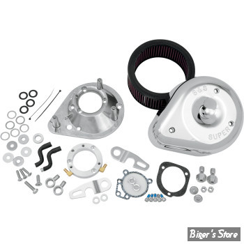 FILTRE A AIR - S&S - CLASSIC TEARDROP AIR CLEANER KIT - Sportster 91/06 - Avec Carburateur d'Origine - Chrome  - 17-0448