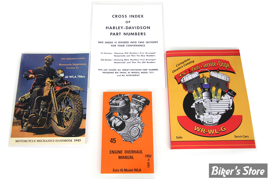 LOT DE MANUELS D'ENTRETIEN / SERVICE MANUAL - 1936/1952 - W - OEM 00000-00 - 45ci Manual Set - KIT DE 4 LIVRES