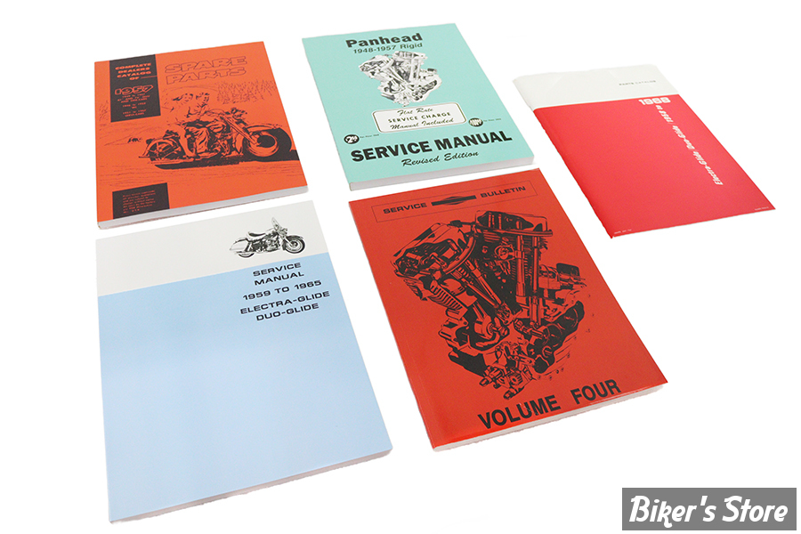 MANUEL D'ENTRETIEN / SERVICE MANUAL - 1948/1969 PANHEAD / SHOVELHEAD - OEM 00000-00 - Panhead and Shovelhead Parts and Service 5 Piece Manual Set - LES 5 PIÈCES