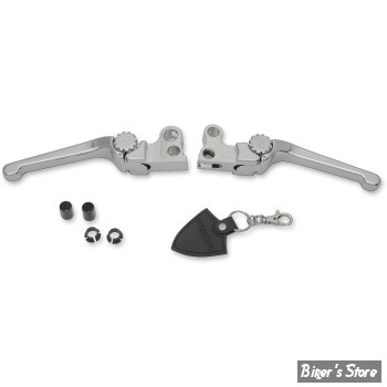 ECLATE L - PIECE N° 06 / 08 - KIT LEVIERS SPORTSTER 07/13 & 1200XR 08/12 - OEM 42806-04 / 45356-07 - PSR - REGLABLES - ANTHEM - PAIRE - CHROME