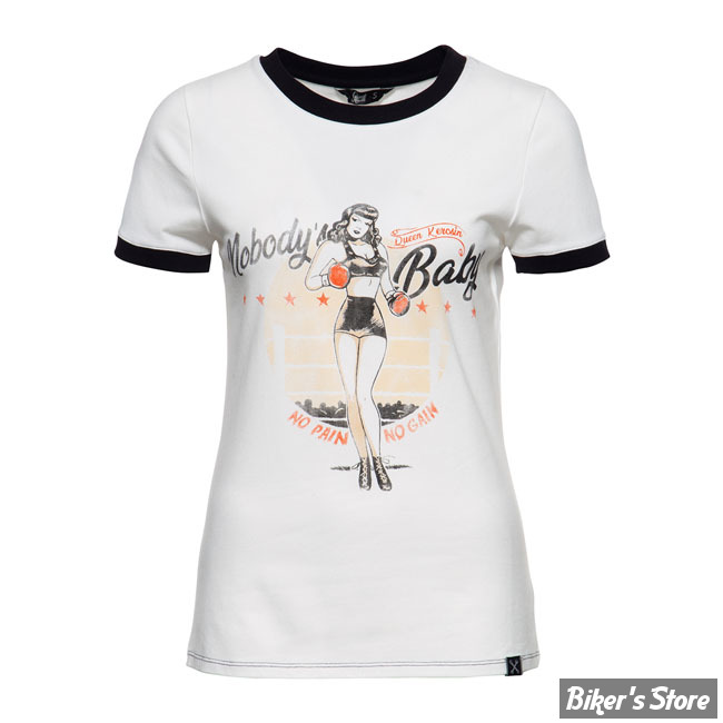 TEE-SHIRT - QUEEN KEROSIN - NOBODY'S BABY - BLANC VINTAGE - TAILLE XL