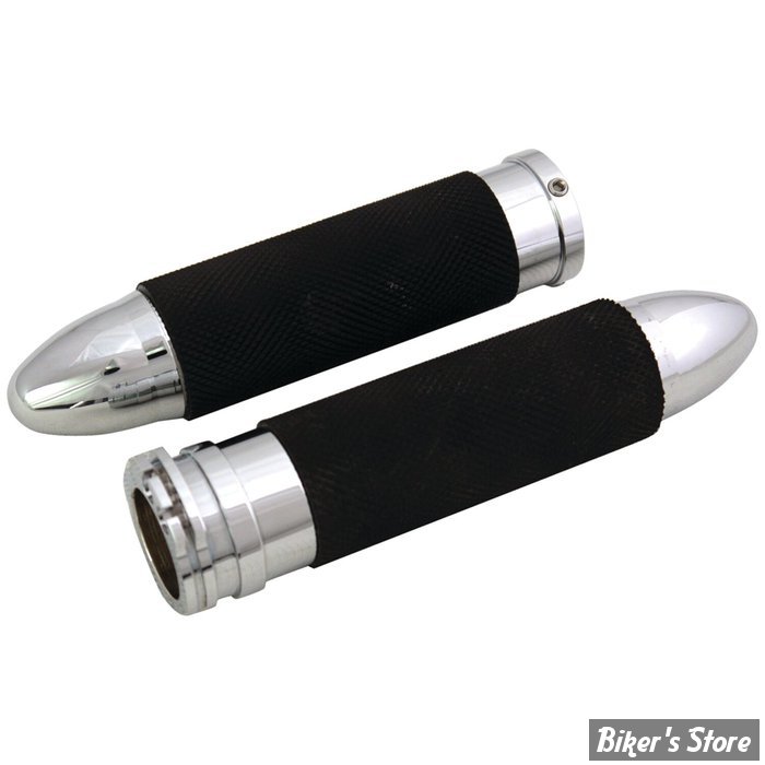 POIGNÉES - MCS - TIRAGE PAR CÂBLES HD 82UP - BULLET - CAOUTCHOUC /  CHROME