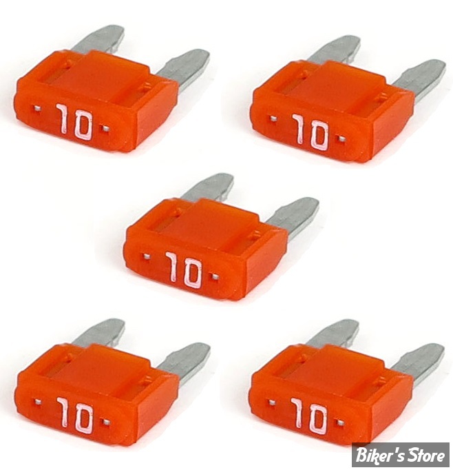 FUSIBLE 10A - FUSIBLE MINI-FUSE - 10.9mm - 10A - MCS - ROUGE - LED - LES 5  PIECES - Biker's Store