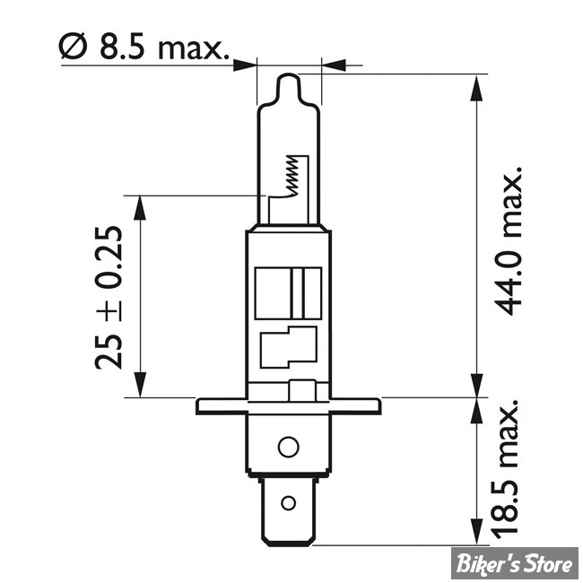 AMPOULE H1 - 12V - CULOT : P14.5S - 55W - VISION - LA PIECE - Biker's Store