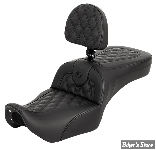 SELLE DUO - NIGHTSTER RH975 / RH975 S  22UP - SADDELEMEN - RoadSofa LS Seat - AVEC DOSSIER PILOTE - NOIR / COUTURES : NOIR - 822-11-182BR