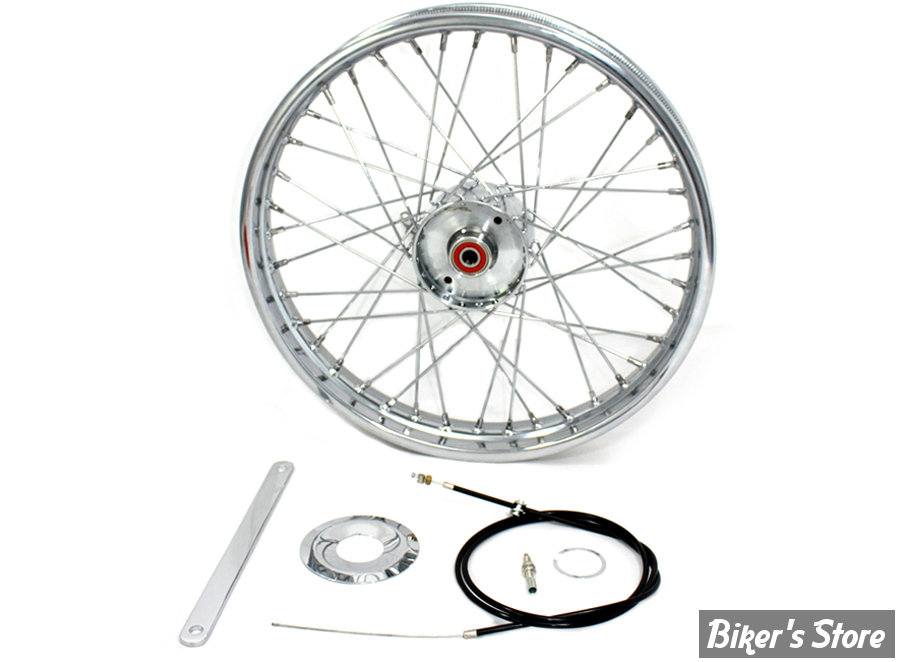 Complet Roue Avant 19" 40 Trous Avec Tambour Et Plaque Pour Royal Enfield - Jante Acier, Largeur 1.85, Neuf