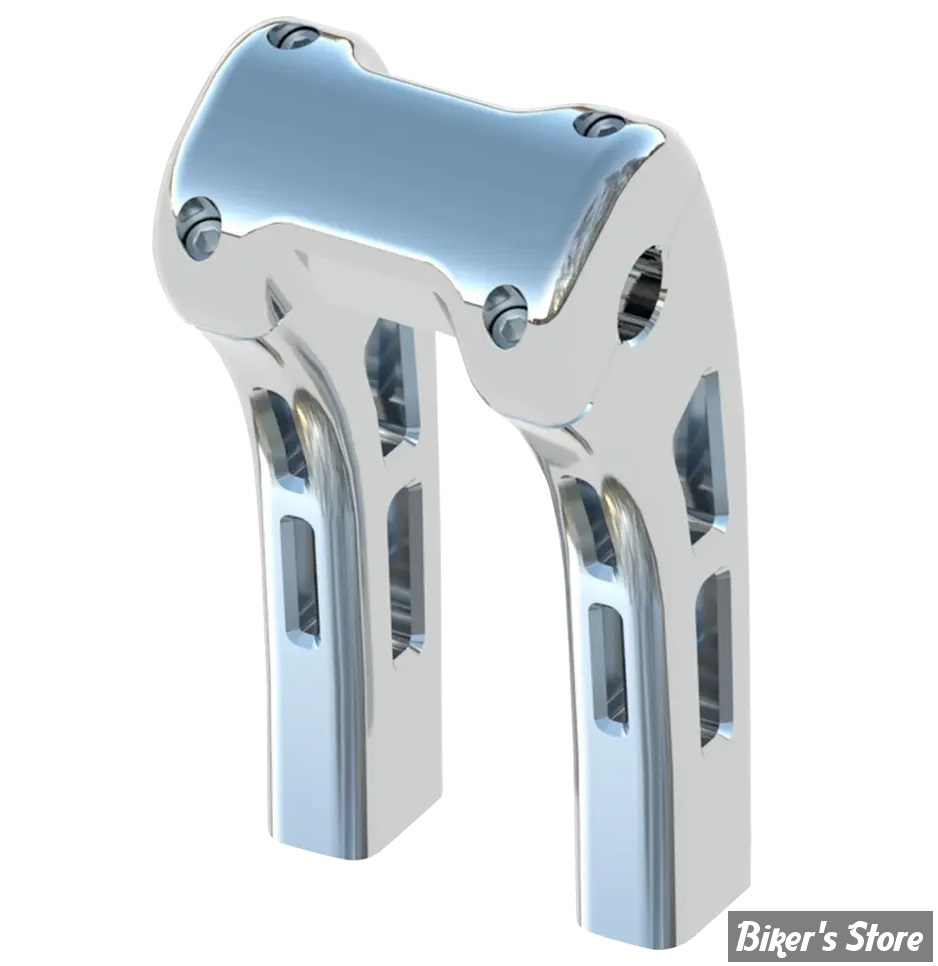 POUR GUIDON DE Ø 25,40 MM - MAGNUM STERLING CHROMITE - SOFTAIL M8 18UP - Ghost Risers - HAUTEUR : 20.30 CM / 8" - STANDARD CLAMP - CHROME - 3R-0208