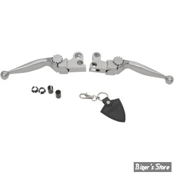 ECLATE L - PIECE N° 06 / 08 - KIT LEVIERS SPORTSTER 14/22 - OEM 41700008 / 41700004 / 36700011 / 36700012 - PSR - REGLABLES - JOURNEY - PAIRE - CHROME