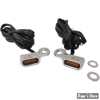 1 - CLIGNOS DRAG SPECIALTIES - LED Handlebar Marker Lights - TOURING 09/16 / FLSS 16/17 / V-ROD 09/17 - CORPS : CHROME / CABOCHON : ORANGE - L22-0229CAENU