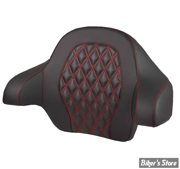 DOSSIER DE TOUR PACK - KING - TOURING 14UP - SADDLEMEN - Roadsofa™ LATTICE STITCH Tour Pack Backrest Pad - FIBRE DE CARBONE - NOIR  / COUTURES : ROUGES - 814-07-20704