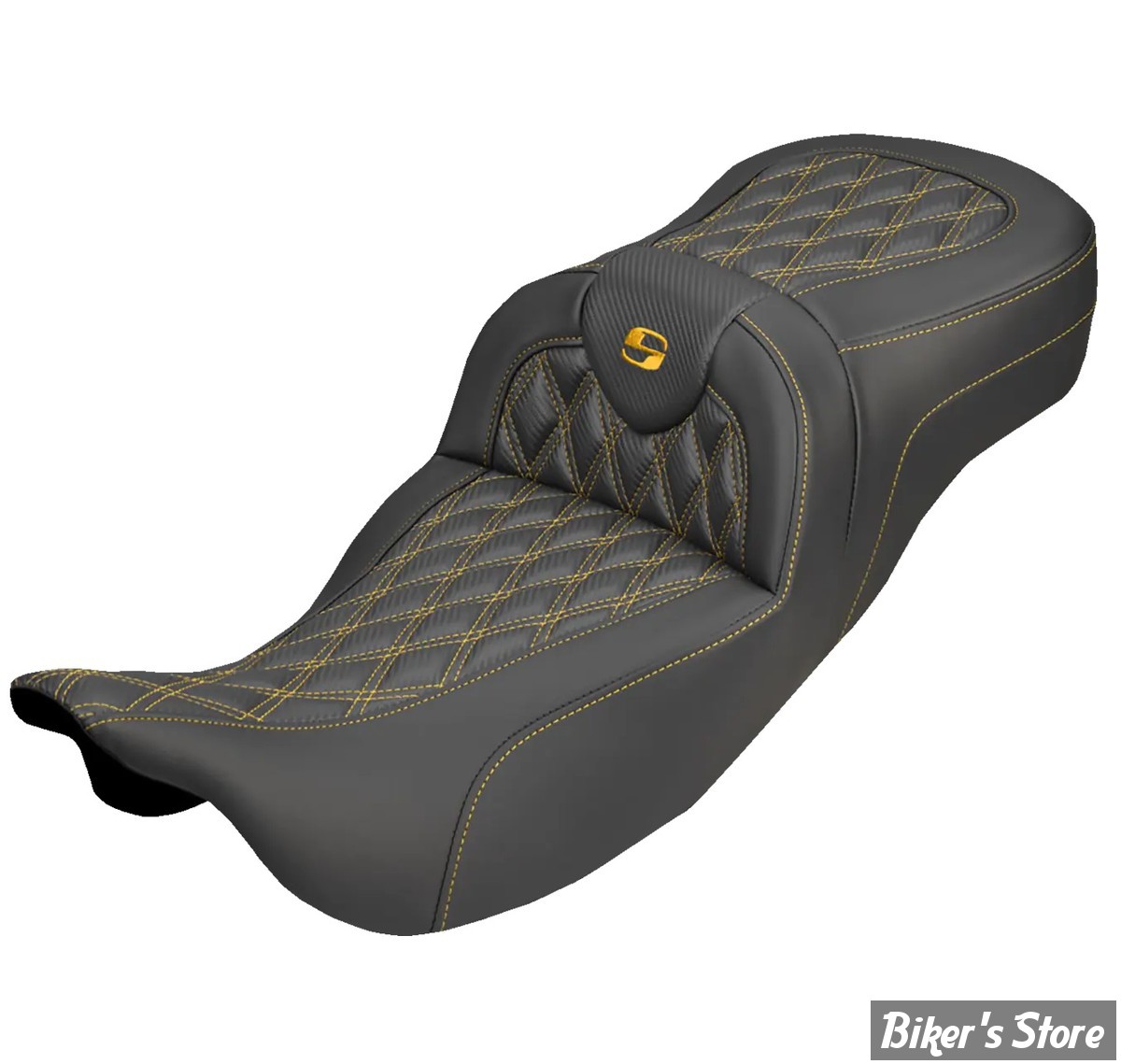 SELLE DUO SADDLEMEN - ROADSOFA LATICE STICH - Extended Reach - CARBON FIBER - TOURING 08/25 - NOIR/COUTURES OR - 808-07B-20707