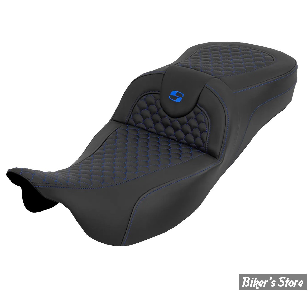 - SELLE SADDLEMEN - ROADSOFA™ DS SEAT - EXTENDED REACH - TOURING 08UP - NOIR / COUTURES : BLEU - 808-07B-20901