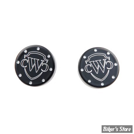 - CACHES AXE DE ROUE AVANT - SOFTAIL M8 18UP - CULT WERK LOGO - NOIR - HD-BRO036