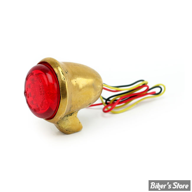 - FEU ARRIERE - WANNABE CHOPPERS - STANDARD TAILLIGHT - LED - MEDIUM - LAITON - CABOCHON : ROUGE