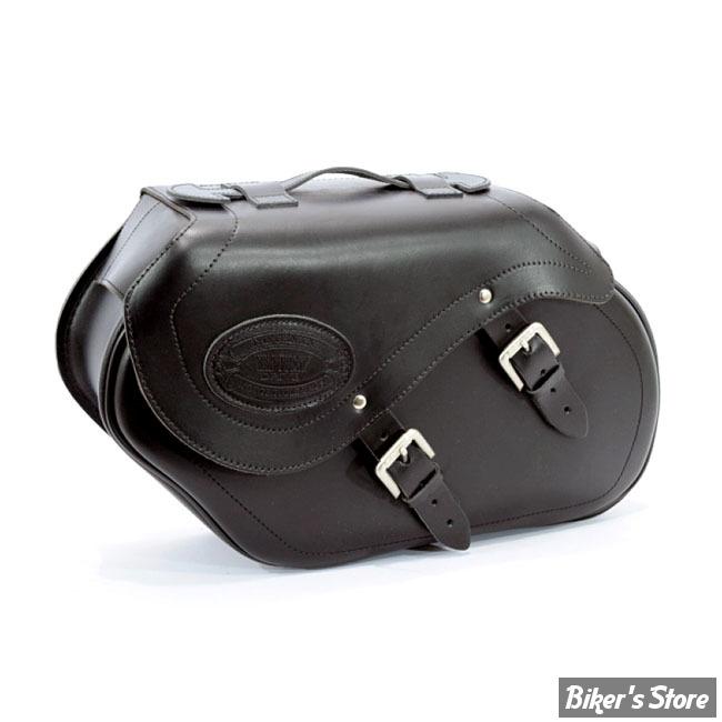 SACOCHES LATERALES - LONGRIDE MOTORCYCLESBAGS - #147 - 34 LITRES - NOIR - MATIERE : CUIR - HCL-147