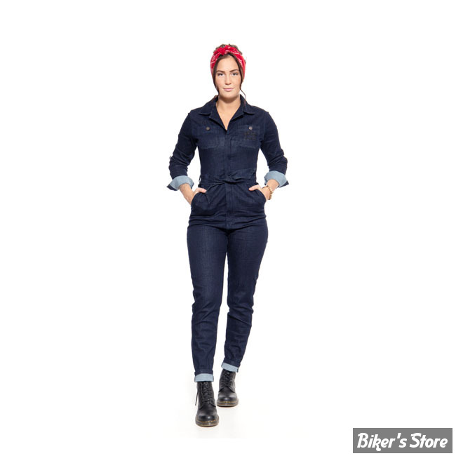 COMBINAISON - QUEEN KEROSIN - SPEEDWAY WORKWEAR OVERALL - BLEU FONCE DELAVE - TAILLE XS