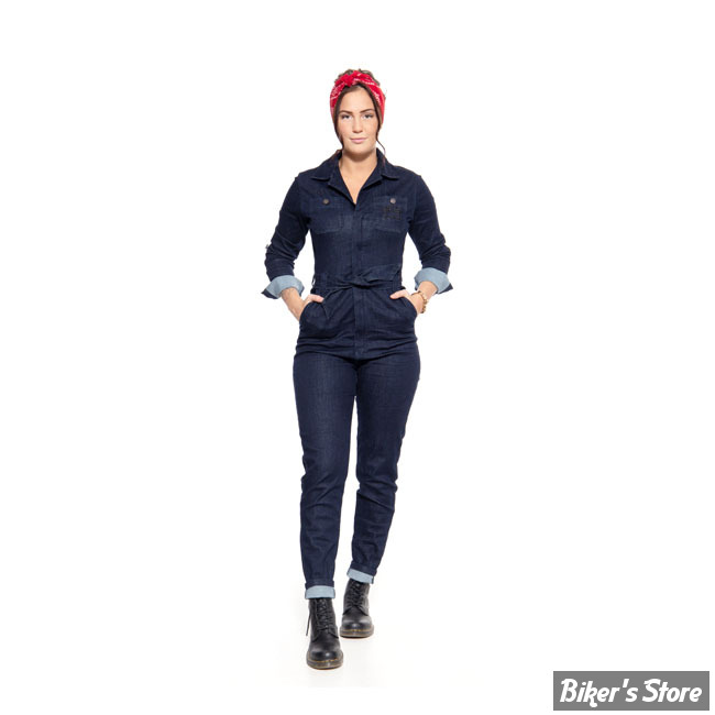 COMBINAISON - QUEEN KEROSIN - SPEEDWAY WORKWEAR OVERALL - BLEU FONCE DELAVE - TAILLE S