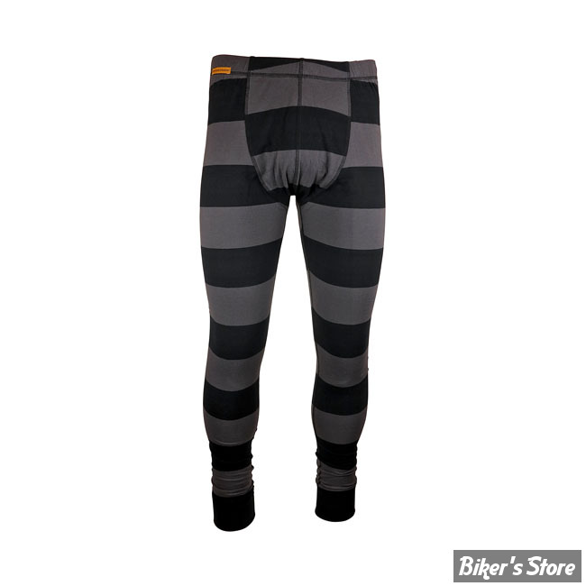 CALECON LONG - ROEG - LONG JOHN STRIPED PANT - NOIR / GRIS - TAILLE L