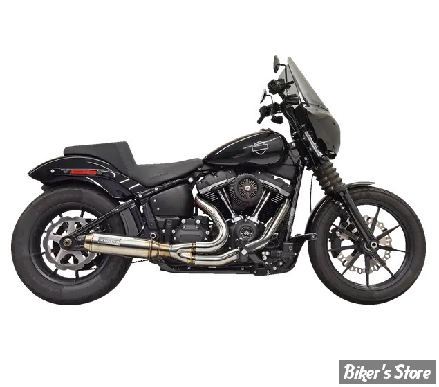 ECHAPPEMENT - BASSANI - SOFTAIL FXFB/S / FXLR/S / FLSL / FXST / FXBB  - 2-into-1 Exhaust System with Superbike Muffler - INOX- 1S77SS