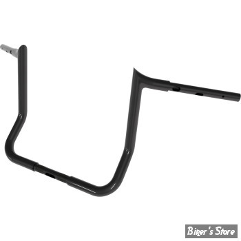 GUIDON 32mm SUR RISERS 25.40MM - HAUTEUR : 25.40CM / 10" - MAGNUM - Viking Handlebar - Bagger  32MM / 1 1/4" - FLHX 23UP - NOIR BRILLANT - 4HB-2410