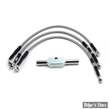 - DURITE DE FREIN AVANT - SPORTSTER 883R 02/03 - LONGUEUR : +000 - 2 DISQUES - OEM 45194-99A / 45194-99 - GOODRIDGE - INOX - HD0063-3FC-CL