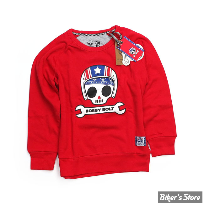 SWEAT-SHIRT - BOBBY BOLT - USA - ROUGE - TAILLE 12 ANS