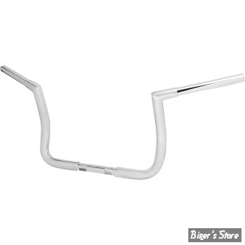 GUIDON 32MM SUR RISERS 25.40MM / GUIDON APEHANGER - HAUTEUR : 25.40CM / 10" - LA CHOPPERS - Twin Peaks Handlebar - TOURING FLHT/FLHX 96/23 - CHROME - LA-7361-10W