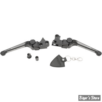 ECLATE L - PIECE N° 06 / 08 - KIT LEVIERS SPORTSTER 07/13 & 1200XR 08/12 - OEM 42806-04 / 45356-07 - PSR - REGLABLES - ANTHEM - PAIRE - CONTRAST CUT