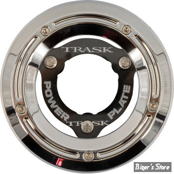 ECLATE I - PIECE N° 25 - COUVERCLE D EMBRAYAGE - OEM 25414-99 - TRASK -AVEC POWER PLATE - FINITION : CHROME / POWER PLATE : NOIR - TM-0052-CH-BK