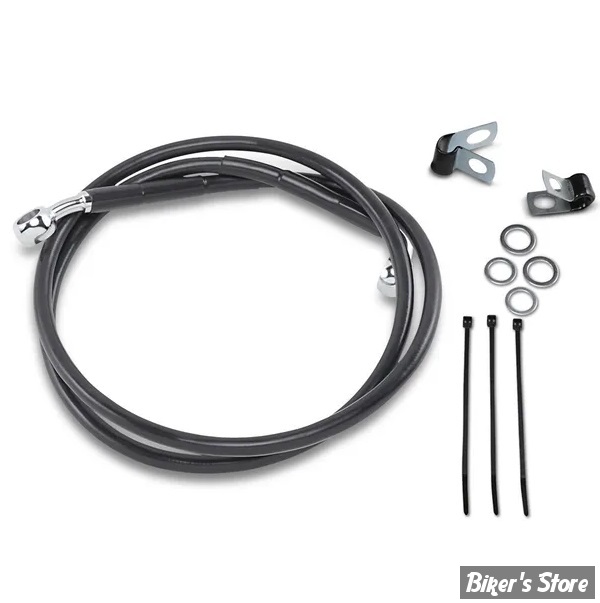DURITE DE FREIN AVANT - DYNA 95/99 / FXR 88/94 XLH1200 88/03 - LONGUEUR : +2 " (112CM / 44") - OEM 45202-97 / B - INOX / NOIR - 640113-2BLK