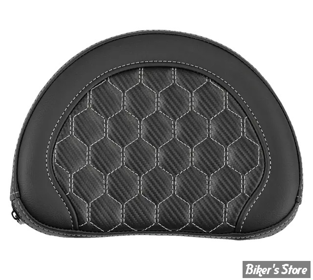 - DOSSIER DE SISSY BAR - LARGEUR : 10" x HAUTEUR : 8" - SADDLEMAN - HONEYCOMB - NOIR / COUTURES: ARGENT - 051319005