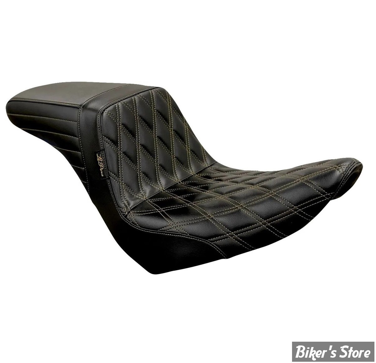 - SELLE DUO - SOFTAIL FXLR / FXLRS / FLSB - LE PERA - KICKFLIP - DOUBLE DIAMOND - NOIR / COUTURES : CHATAIGNE - LYR-590DD-CHET
