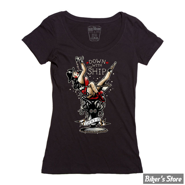 TEE-SHIRT - LUCKY 13 - DOWN WITH THE SHIP - NOIR - TAILLE L