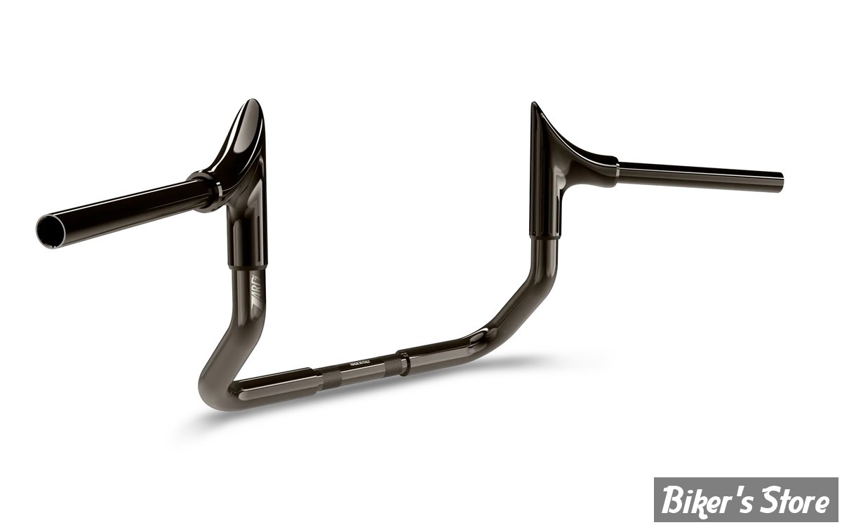 GUIDON 32mm SUR RISERS 25.40MM - HAUTEUR : 25.40CM / 10" - ZARD - BULL HANDLEBAR - 32MM / 1"1/4 - FLHX 23UP - CHROME NOIR - ZHD110F100-CB