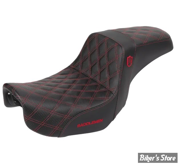 -  SELLE SADDLEMAN - DYNA 06/17 - SEAT PRO SERIE SDC - DOUBLE DIAMOND - NOIR / COUTURES ROUGES - SC80604RED