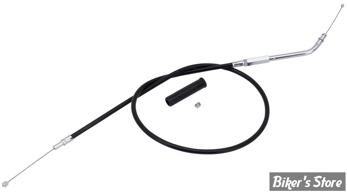 CABLE DE TIRAGE POUR BIGTWIN & SPORTSTER 96UP - LONGUEUR : 86 CM - OEM 56400-96 / 56436-00 - ZODIAC - FINITION : NOIR
