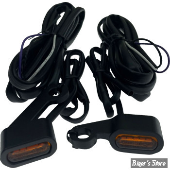 1 - CLIGNOS DRAG SPECIALTIES - LED Handlebar Marker Lights - SPORTSTER 04/13 - CORPS : NOIR / CABOCHON : ORANGE - L22-0236MBAENU