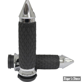 Poignees Avon - Custom CONTOUR SPIKE DIAMOND GRIPS - TIRAGE ELECTRONIQUE - CHROME - DIA-60-CH-FL-SP