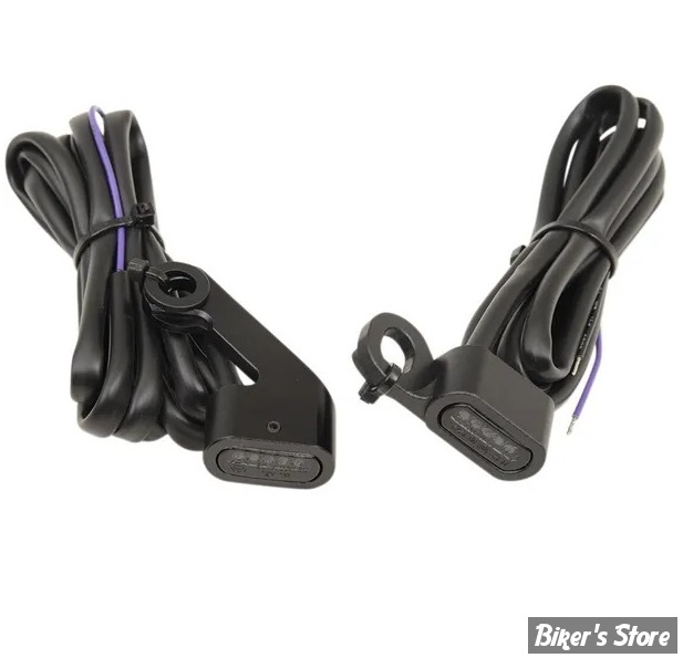 1 - CLIGNOS DRAG SPECIALTIES - LED Handlebar Marker Lights - TOURING 09/16 / SOFTAIL 15/23 - CORPS : NOIR / CABOCHON : FUME - L22-0232MBMENU