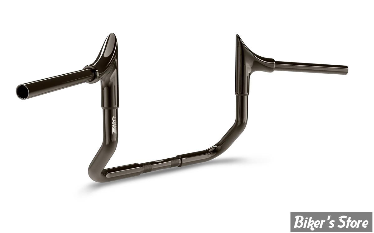 GUIDON 32mm SUR RISERS 25.40MM - HAUTEUR : 30.40CM / 12" - ZARD - BULL HANDLEBAR - 32MM / 1"1/4 - FLHX 23UP - CHROME NOIR - ZHD111F100-CB