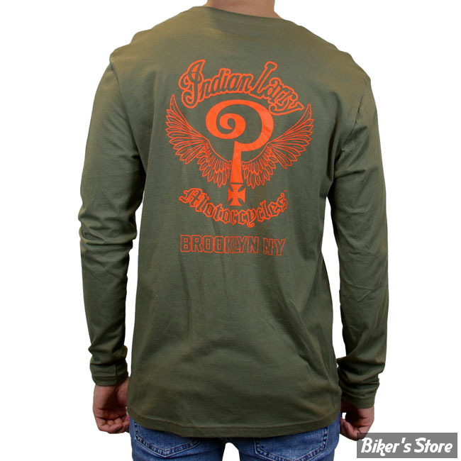  - TEE-SHIRT MANCHES LONGUES -  INDIAN LARRY - John's long sleeve - COULEUR : VERT ARMEE - TAILLE : S