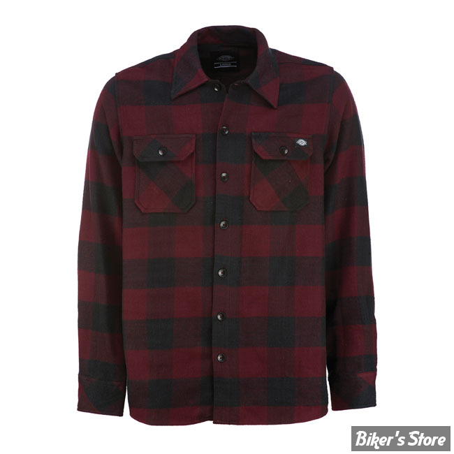 CHEMISE MANCHES LONGUES - DICKIES - NEW SACRAMENTO - MAROON / MARRON - TAILLE S