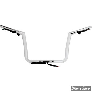 GUIDON 32MM SUR RISERS 25.40MM - HAUTEUR : 30.40CM / 12" - LA CHOPPERS - TWIN PEAKS TOURING HANDLEBAR - 32MM / 1"1/4 - FLHX 2024UP / FLHXSE 23UP - CHROME - LA-7367-12W